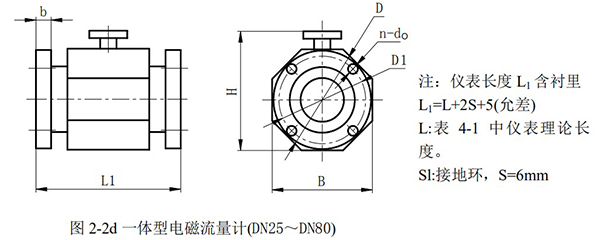 管道電磁流量計(jì)外形尺寸圖二